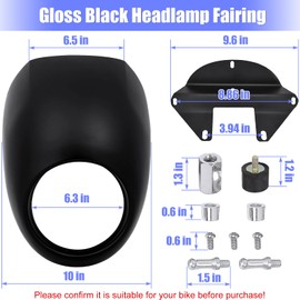 Headlight Fairing for 1982-Up Sportster Dyna, Motorcycle Front Headlamp Visor Cowl Fairing Mask for Harley Davidson Sportster XL Iron 883 1200 SuperLow Dyna FXD Low Rider Super Glide (Matte Black)