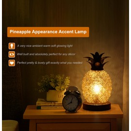 Cute Glass Table Lamp, Golden Glass Pineapple Lamp, Night Light, Warm Ambient Light for Bedroom Living Room,Kids Room, Kitchen, Dorm, Festival Decor & Gift, Gold Pineapple décor Home Decor &Gifts