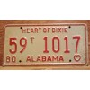 Vintage 1980 ALABAMA License Plate Antique Car Tag