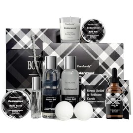 PEARLWORLD Set De Spa Para Hombre 12 Piezas De Baño De Cedro Cuidado Corporal Y Corporal Kit De Spa Para El Hogar Para Hombres Y Mujeres Piel Limpia
