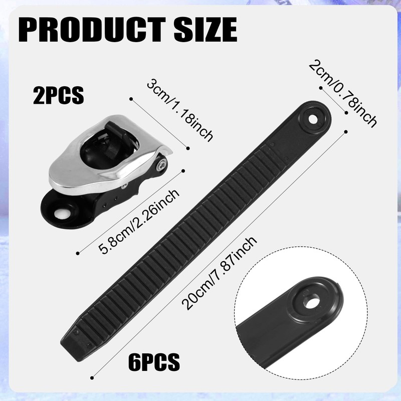 Gosknor 6pcs Snowboard Ankle Ladder Strap Binding+2pcs Buckles, Snowboard Binding