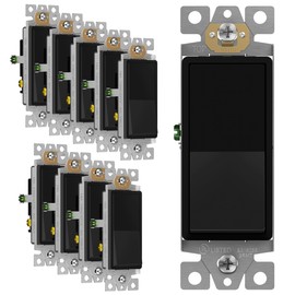 TG 3-Way Decorator Paddle Light Switch, Single Pole or Three Way, 3 Wire, Grounding Screw, Residential Grade, 15A 120V/277V, UL Listed, Black (10 Pack)