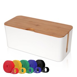 ShellKingdom Cable Management Box, Cable Organizer for Cable and Cord Management, Storage and Holder for Power Strips & Cords (White)