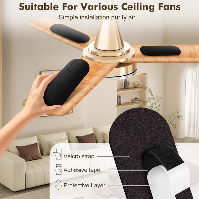 Dualshine 15 Pack Ceiling Fan Filters for Blades, Universal Ceiling