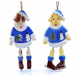 THE JOY TREE Sweater Dogs 6" Christmas Tree Ornaments - Set of 2 Holiday Puppy Christmas