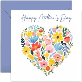 Old English Co. Floral Heart Mother's Day Card for Her - Premium Heartfelt Mother's Day Cards for Mum - Special Card for Mum - From Adult Children - Special Card for Her | Blank Inside