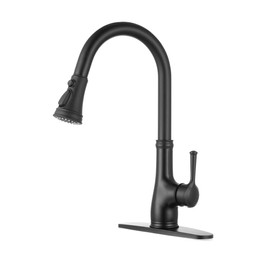 WEWE Black Kitchen Sink Faucet, Single Handle Pull Down Matte Black Kitchen Faucet with Sprayer