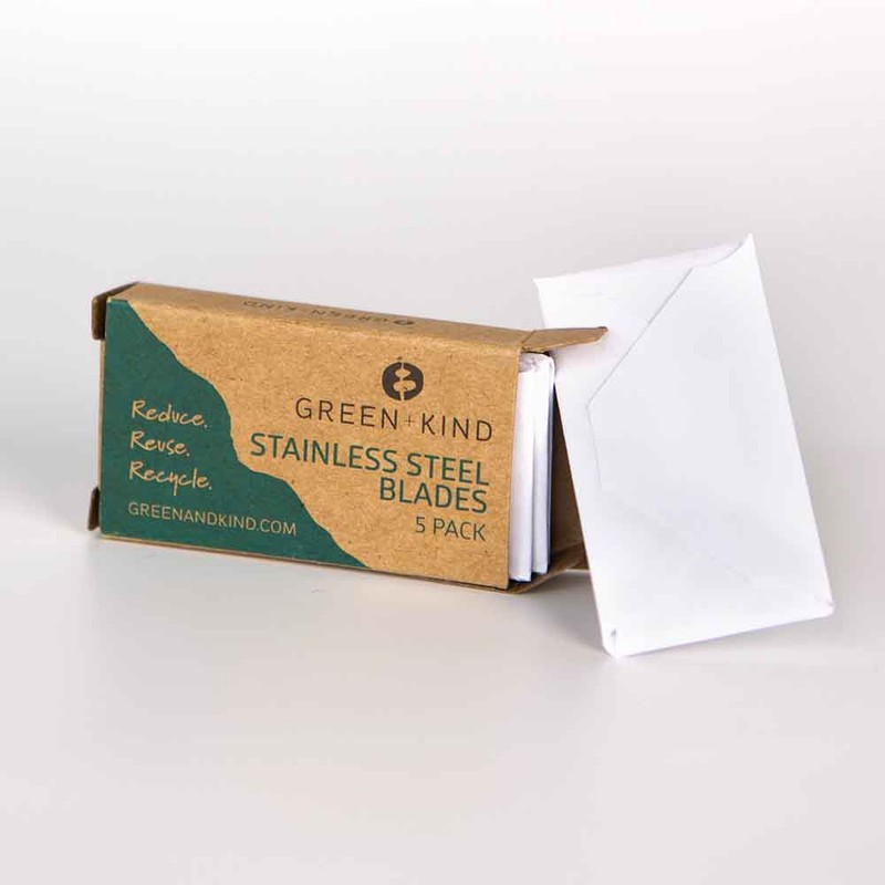 Green + Kind Stainless Steel Safety Razor Blades, 5 Pack