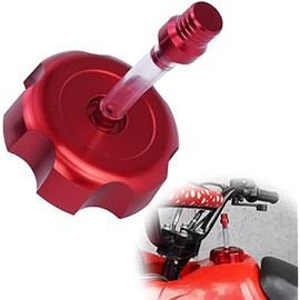 Fuel Cap CNC Billet Gas Tank Cap with Anti-Leak Vent Tube Fits for 50cc 70cc 90cc 110cc 125cc Coolster TaoTao Kazuma Sunl JCL Roketa ATV Quad 4 Wheeler-Red