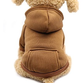Idepet Pet Dog Hoodies Dog Clothes for Small Dogs Vest Chihuahua Clothes Warm Coat Jacket Autumn Puppy Outfits Cats Dogs Clothing(L, Coffee)