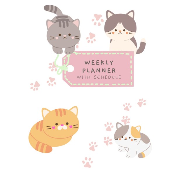 Annual Weekly Schedule: Kitten Schedule Book Cat Kids