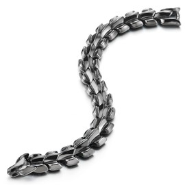 COOLSTEELANDBEYOND Biker Punk Vintage Stainless Steel Link of Dragon Scale Men's Bracelet Stainless Steel Bracelet Polished, Metal, No gemstone