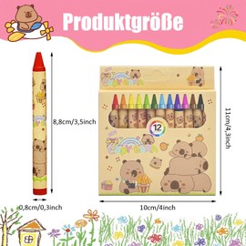 Caelura Capybara Colouring Pencils for Children from 1 Year Old, Waterproof Wax Crayons for School, Crayons Toddlers for Graffiti, DIY Crafts, Painting, Capybara Party