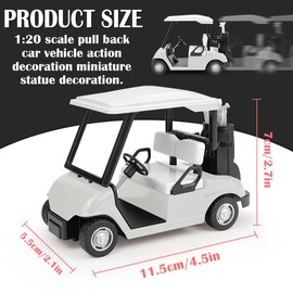 LNQ LUNIQI Golf Cart Model Diecast, Pull Back Action Golf Cart, Mini 1:20 Scale Golfcart Vehicle for Kids Party Favor Home Office Decor（White）