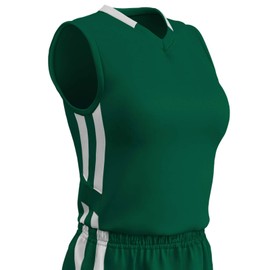 Champro Women's Standard Muscle Dri-Gear Basketball Jersey, Forest Green, White, Medium