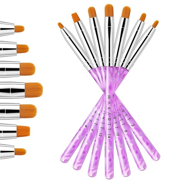Makartt Brush Set 7 Pieces for Nail Art Poly Nail Gel Acrylic Onestroke Pack of 1 x 7 Pieces