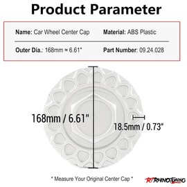 RhinoTuning 168mm (6.61in) Wheel Center Caps Compatible with BBS RS Style 5 Rims 09.24.028 Silver Hub Covers