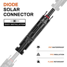 COCOSY 2pcs 30A Diodes for Connection Solar Panels 15A/20A/30A 1000V Photovoltaic Block Diodes Backflow Preventer Prevent Hotspot IP67 for PV Central DIY Cable