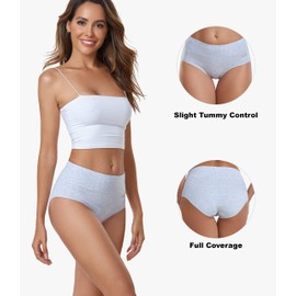 coskefy Women's High Waisted Cotton Underwear Soft Breathable Panties Stretch Briefs 5 Pack