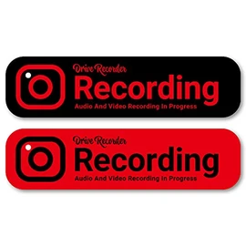 Isaac Trading STC-092 Dash Cam Recording Stickers, Waterproof, Weatherproof, English, Solid Color, Stickers, 5.0 x 1.3 inches (127 x 33 mm), Set of 2 Colors, For Cars (Red / Black)