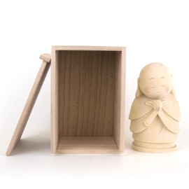 KURITA Buddhist Statue (Bodhisattva) 13844 Jizo-san (Total Height 5.9 inches (15 cm), Width 3.7 inches (9.5 cm), Depth 3.0 inches (7.5 cm)), Includes Japanese Paulownia Box, High Quality Wood Carving in Cypress Wood