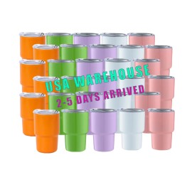 USA Warehouse 3oz Sublimation Mini Tumbler Vacuum Stainless Steel Cup Double Wall Mini Tumbler Shot Glass with Straw Lid 50Pcscolor: As shown in the picture, capacity: 3oz