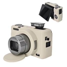 MUZIRI KINOKOO Soft Silicone Case for Canon G7X Mark III Camera, Lightweight Protective Case with Removable Lens Cover - White