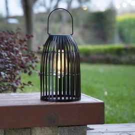 Solar Lanterns Outdoor Waterproof Metal Hanging Solar Lights Birdcage Shaped Decoration for Garden Yard Patio Porch, Black