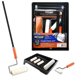 King Origin Paint Roller Kit with Extension Pole (3 ft), 9" & 4" Paint Rollers, Frame, Tray - 12-Piece Paint Supplies for Painting Walls, Home Interior