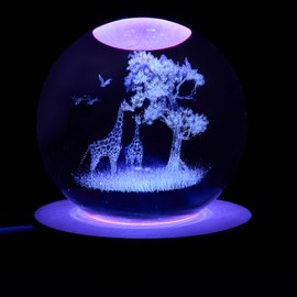 Giraffe Gifts for Women, 80 mm 3D Giraffe Figurine Crystal Ball Lamp with Remote Control, Giraffe Decor for Bedroom, Giraffe Figurine Birthday Christmas for Kids Girls Boys Women