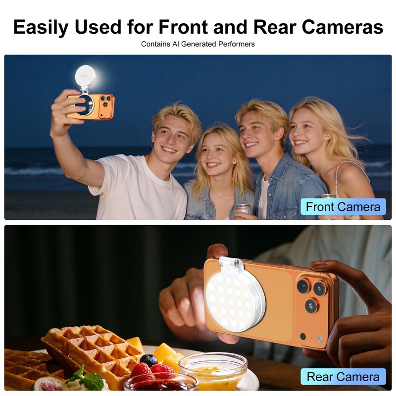 Newmowa Magnetic Selfie Light, Extendable Phone Ring Light with Mirror,