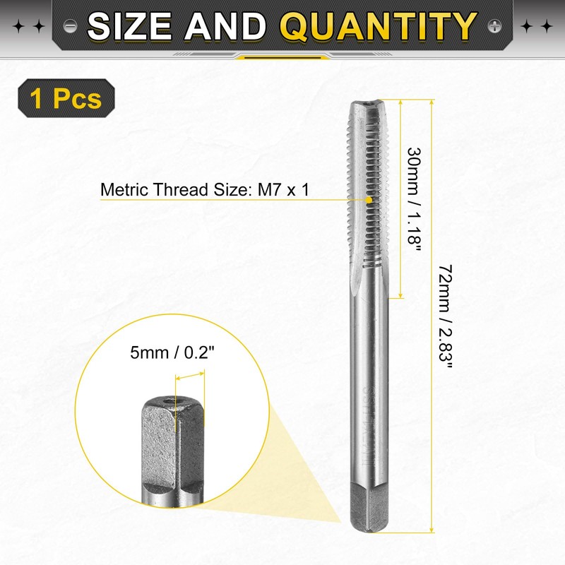 uxcell Hand Plug Tap M7 x 1 H2 Metric Thread