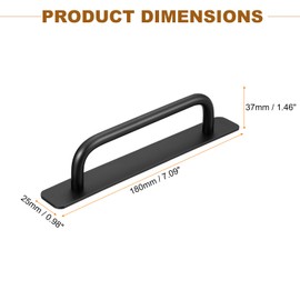 sourcing map 8Pcs Barn Door Handles, 180mm / 7 Inch Length Hole Center Sliding Gate Door Pull Handle Aluminum Alloy Cabinet Handles with Base for Kitchen Bathroom Wardrobe Closet (Black)