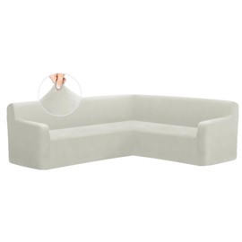 ALIECOM Velvet Corner Couch Covers L Shape Sofa Cover Sectional Stretch Soft Thick Plush U Shaped Sectional Slipcovers Living Room Pet Dogs Universal Non Slip Furniture Protector (Air Grey, X-Large)