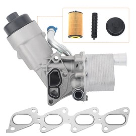 Engine Oil Cooler Filter Housing Assembly Adapter with Exhaust Manifold Gasket, Compatible with Chevy Buick Vehicle 2011-2015 Cruze, 2012-2020 Sonic, 2013-2021 Trax, 2013-2021 Encore, Replace#55566784