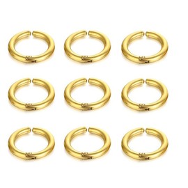 ALRNBY 9PCS Clip On Earrings for Women Men Non Tarnish Trendy Stainless Steel Gold Silver Black Small Hoop Earrings Non Piercing Fake Earrings Set Lightweight Jewelry Gift (Style1-Gold-12mm-9pcs)