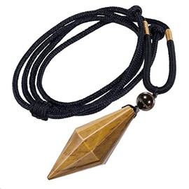 KYEYGWO KYEYGWO Tigerauge Doppelte Kristall Punkt Anh?nger fr Damen und Herren, Verstellbare Doppelspitze Edelstein Halskette Kegel Stein Pendel Chakra Schmuck fr Reiki Heilung Dowsing Meditation