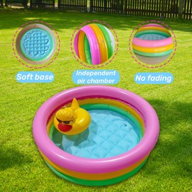 3-Ring Paddling Pool with Inflatable Safety Bubble Base, Children's Pool, Small Paddling Pool, Paddling Pool for Children for Toddlers, Gardens, Backyard, Multicoloured (86 x 25 cm)