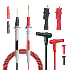 Cleqee Multimeter Test Lead Probe Test Lead Gold Plated Extra Fine 0.7mm Needle 1000V 10A Gold Plated Probe Alligator Clip Banana Plug Precision Sharp Probe Digital Electrical Test Probe