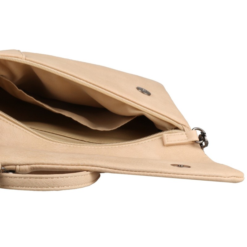 Girly Handbags Zip Flap Clutch Bag, beige