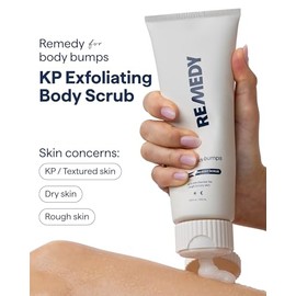 Remedy KP Exfoliating Body Scrub | Keratosis Pilaris and Chicken Skin Treatment with Fine Sugar, Glycolic Acid, Lactic Acid and Squalane | Exfoliating Scrub | By Dermatologist Dr. Shah, 6.8 fl oz