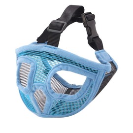 Anti-Biting Bulldog Pug Muzzle Adjustable Short Snout Dog Muzzle Breathable Mesh Muzzle Dog Mouth Cover for Pitbull, Boston Terrier, Chow Chow for Biting Chewing Barking and Training (M-Blue)