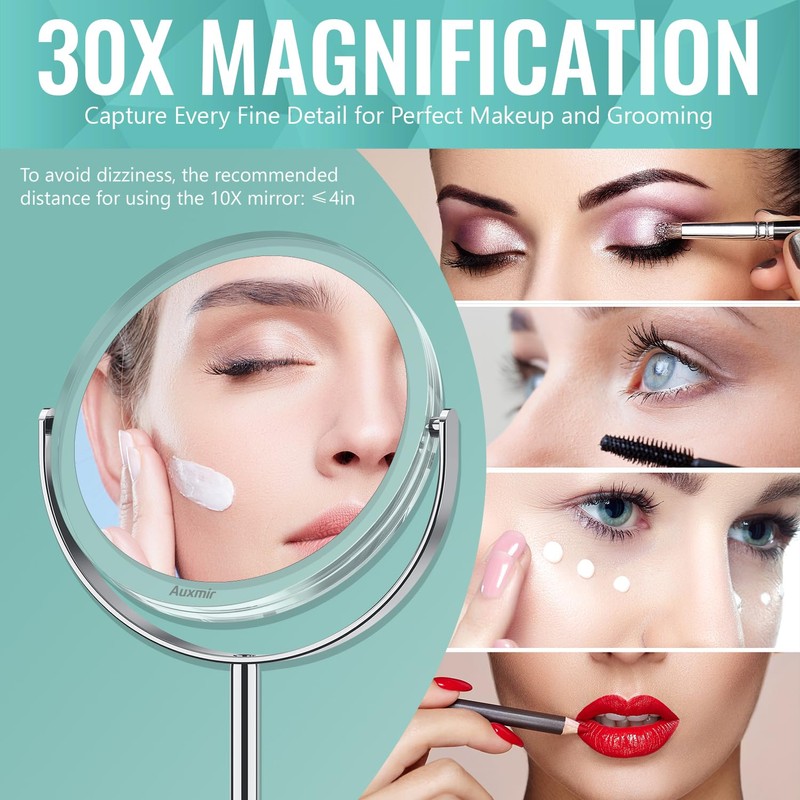 Auxmir 1X/ 30X Magnifying Mirror, Makeup Mirror with Tweezer, Double