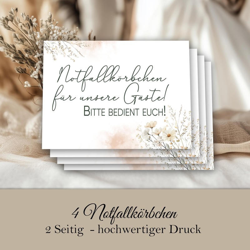 Emergency Basket Cards Set of 4 A6 Printed on Both