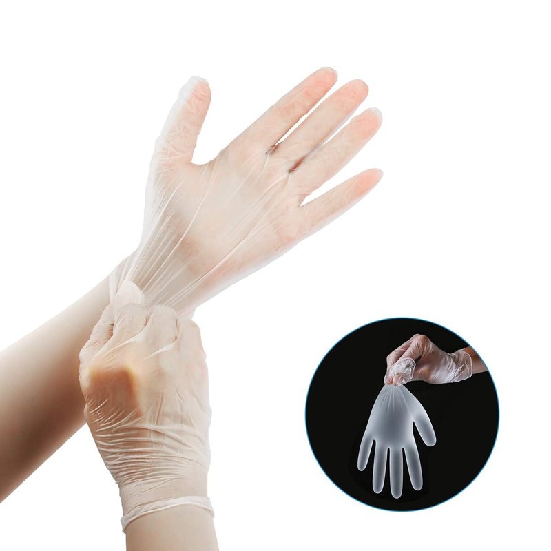 Aitsite 100Pcs Vinyl Disposable Gloves, Medium Clear Powder Free Gloves