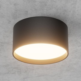 Klighten LED 18 W surface-mounted spotlight, round ceiling spotlights, surface-mounted ceiling light, black, flat aluminium and acrylic, surface-mounted light, warm white 3000 K, surface-mounted light
