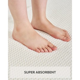 Waffle Bath Mat, Super Absorbent Non Slip Bath Mat Ultra Soft Bathmat Machine Washable Bath Rugs with Tassels, Beside Tub, 20" x 32", White