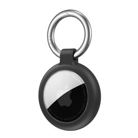 AirTag Case Black Waterproof with Key Holder TPU Air Tag Cover Shock Absorption Anti-Scratch 360 Degree Protection Shedding Lightweight