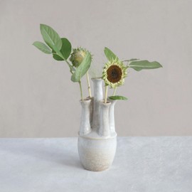 Creative Co-Op Handmade Stoneware Vase with 5 Openings, Reactive Glaze