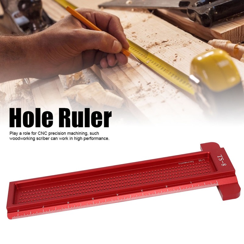 TS-8 Woodworking Hole Ruler Aluminum T shaped Measuring Tool Mini